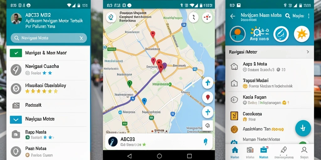 Antarmuka ABC33 menunjukkan peta navigasi motor yang jelas dan informatif.
