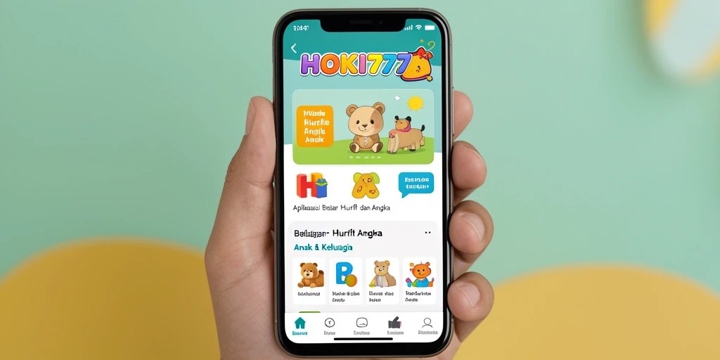 Tampilan antarmuka HOKI777 dengan aktivitas belajar huruf dan angka.