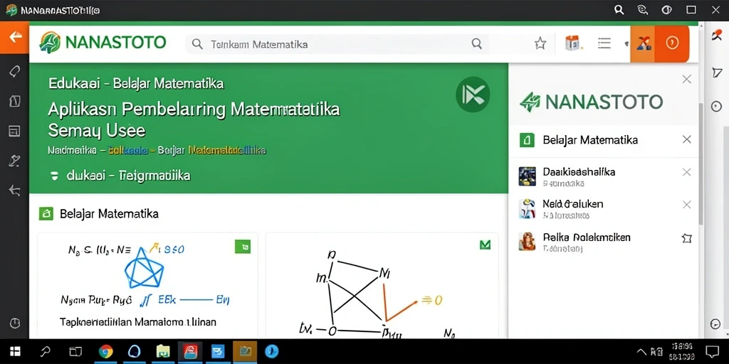Antarmuka pengguna NANASTOTO dengan fitur belajar matematika yang interaktif.