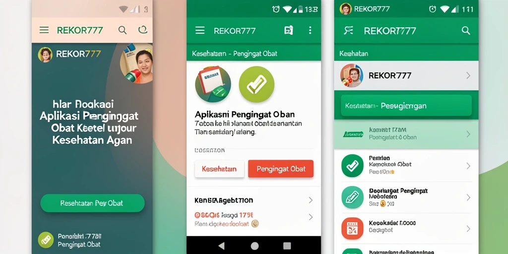 Tampilan antarmuka pengguna REKOR777 untuk pengingat obat.