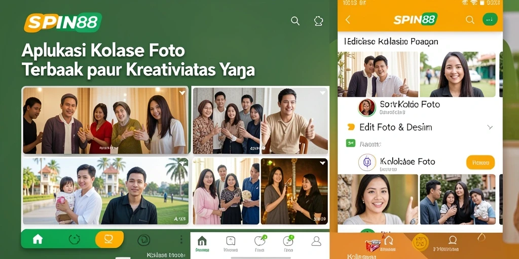 Tampilan antarmuka SPIN88 yang menawan dalam proses kolase foto.