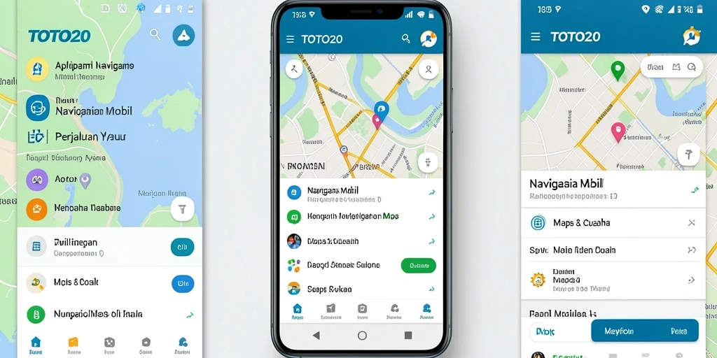 Antarmuka antarmuka TOTO20 dengan berbagai fitur Navigasi Mobil.